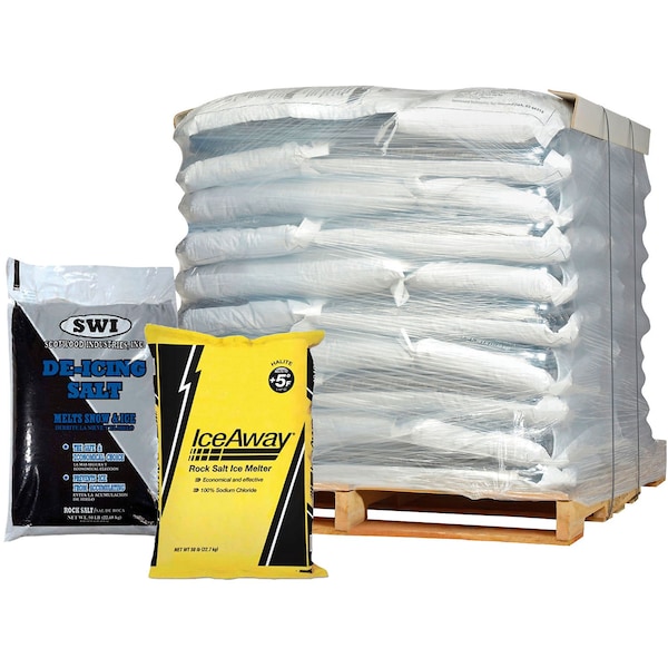 Commercial Rock Salt Crystals 50 Lbs/Bag, 50 Bags/Pallet